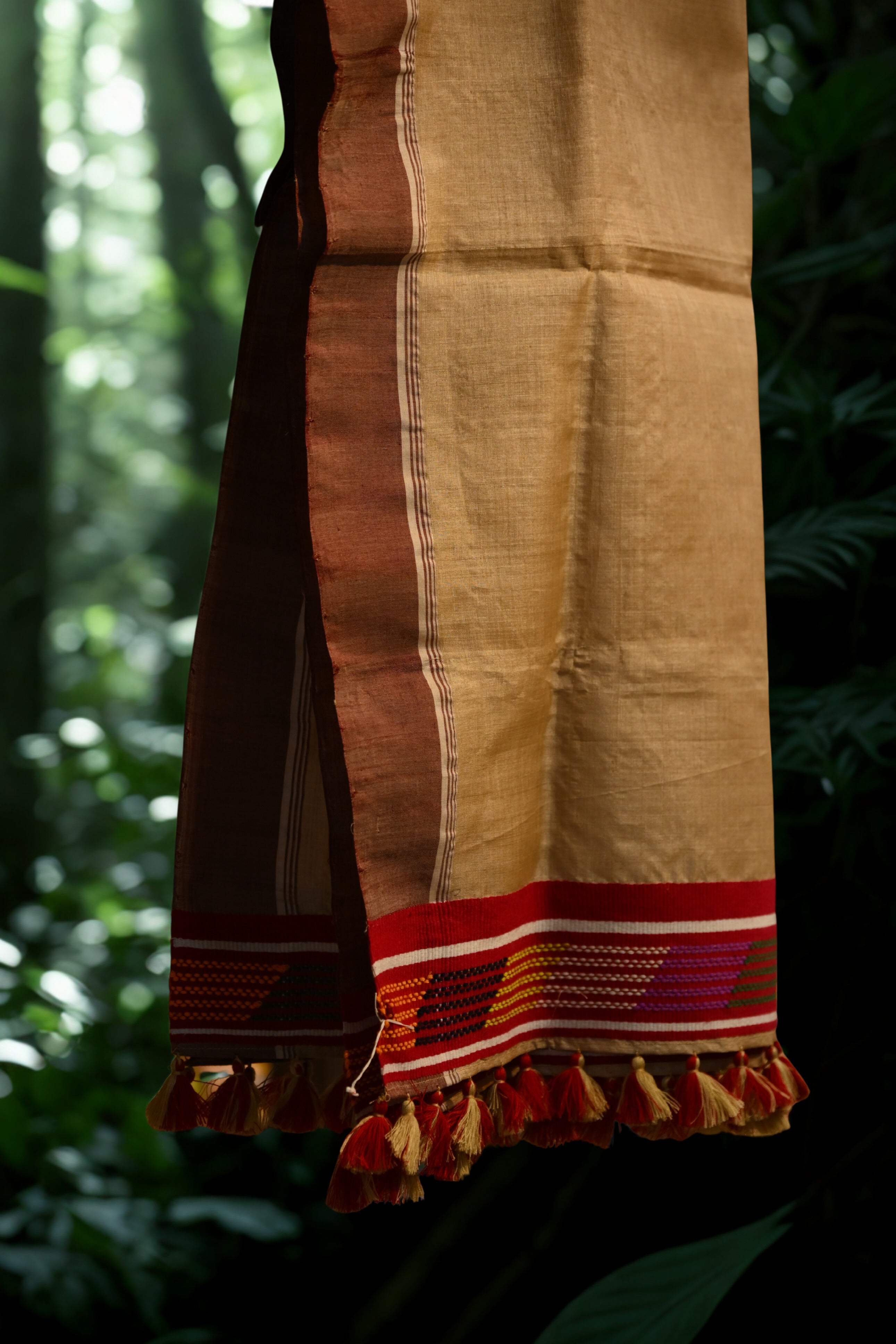 Handwoven Tussar Silk Reeha with Traditional Kes Motifs