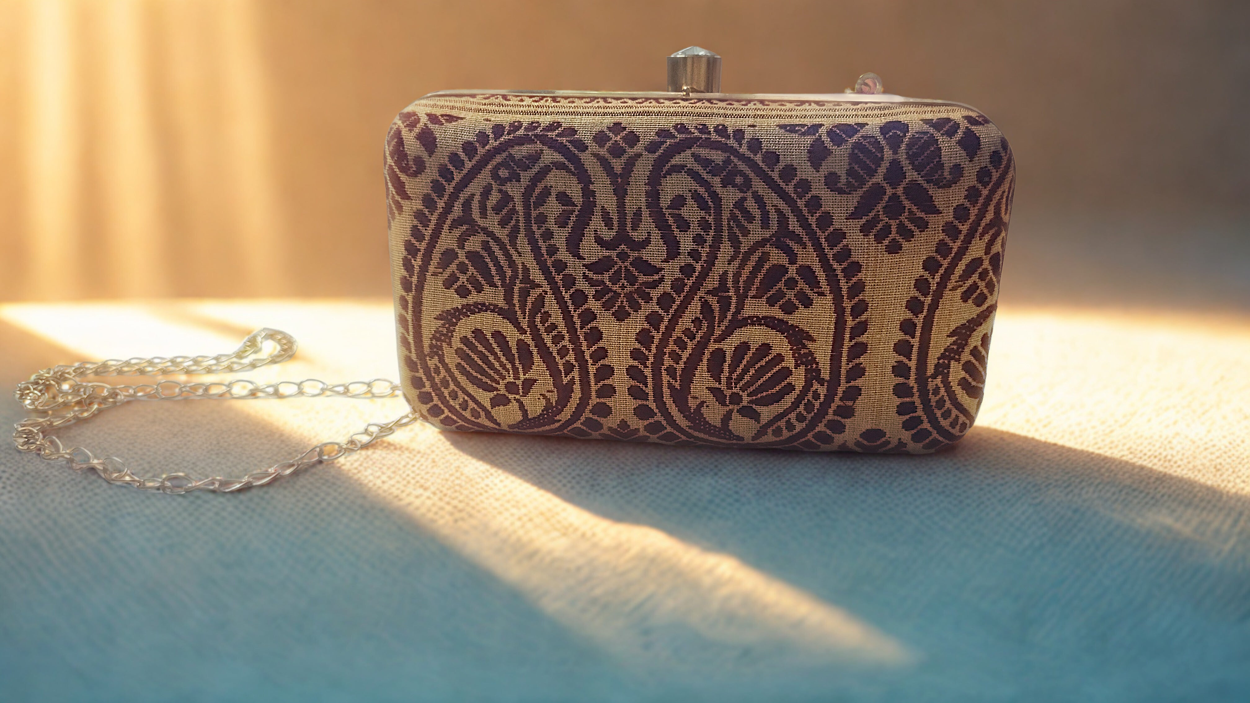 Clutch of Assam Silk Gheecha with Big Kolka design