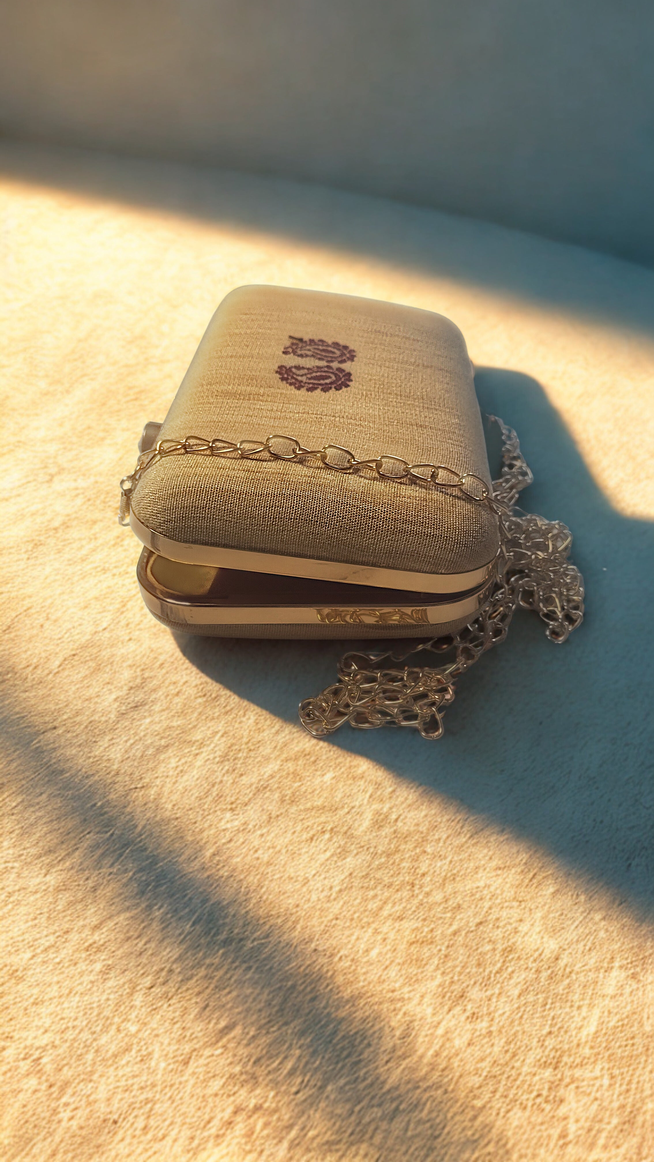 Silk Clutch Assam Gheecha with small Kolka motif