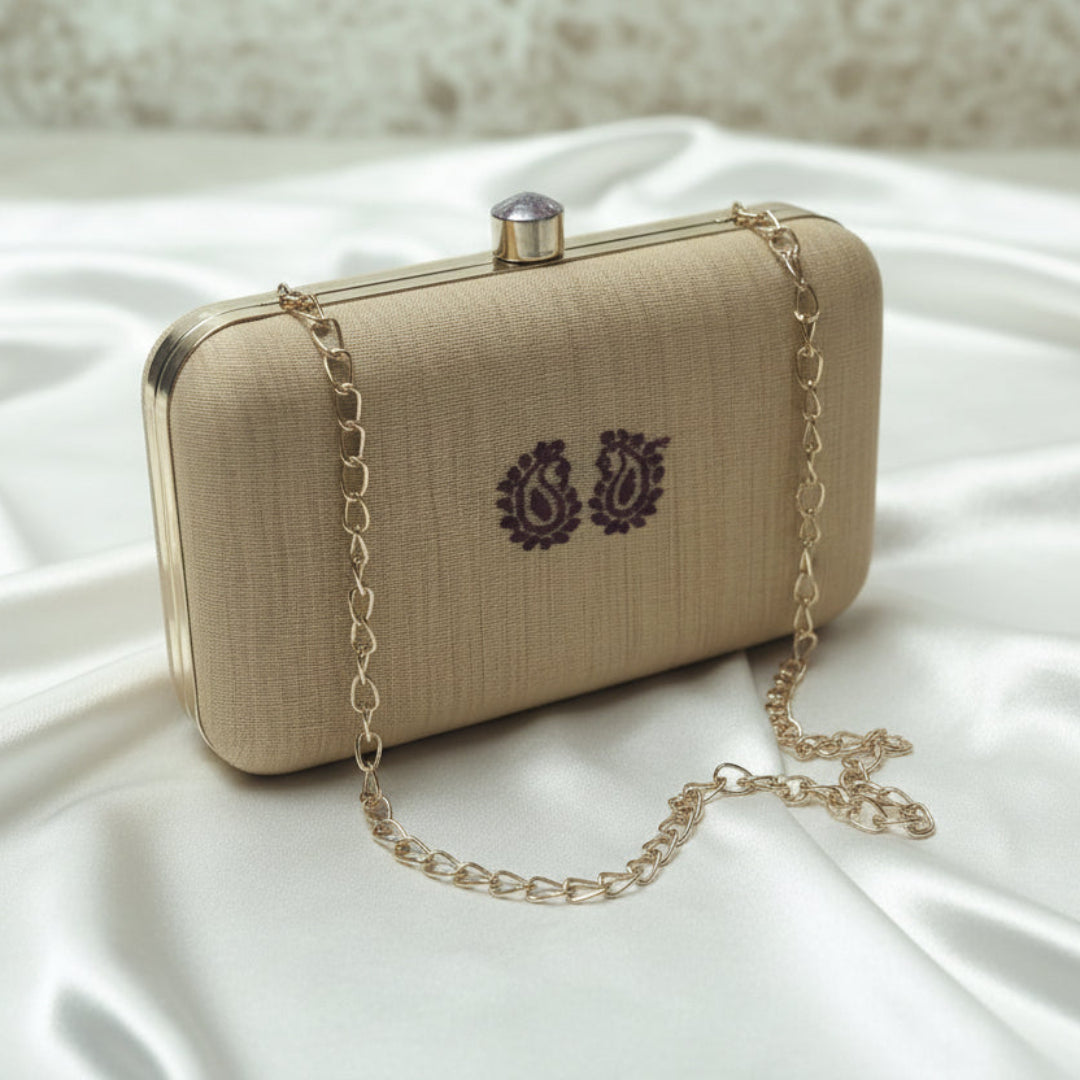 Silk Clutch Assam Gheecha with small Kolka motif