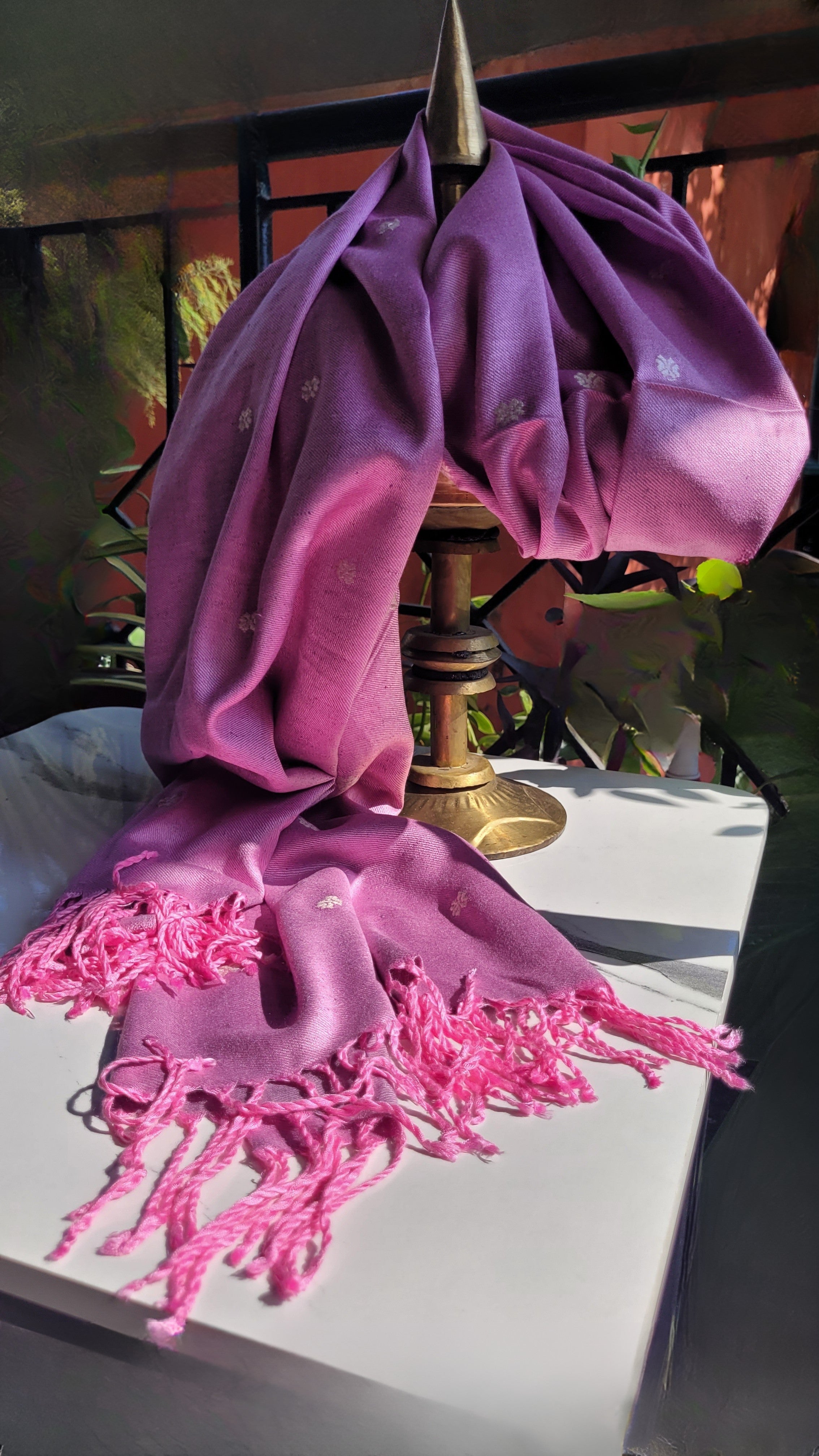 Handwoven Mauve colour Eri Silk Stole – Soft, & Naturally Dyed | Assam Handloom