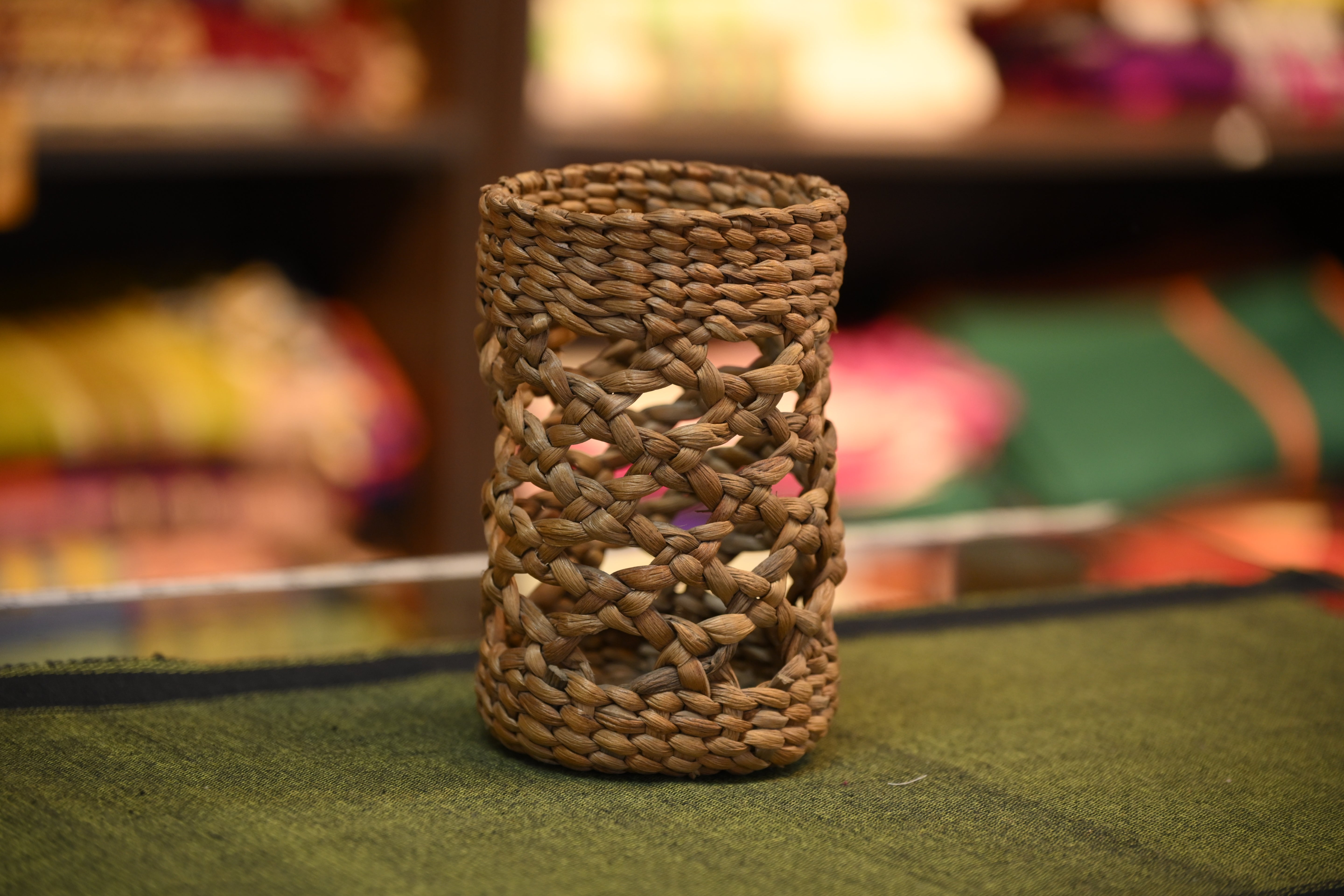 Eco-Friendly Water Hyacinth Bottle Cover – Handwoven Meteka