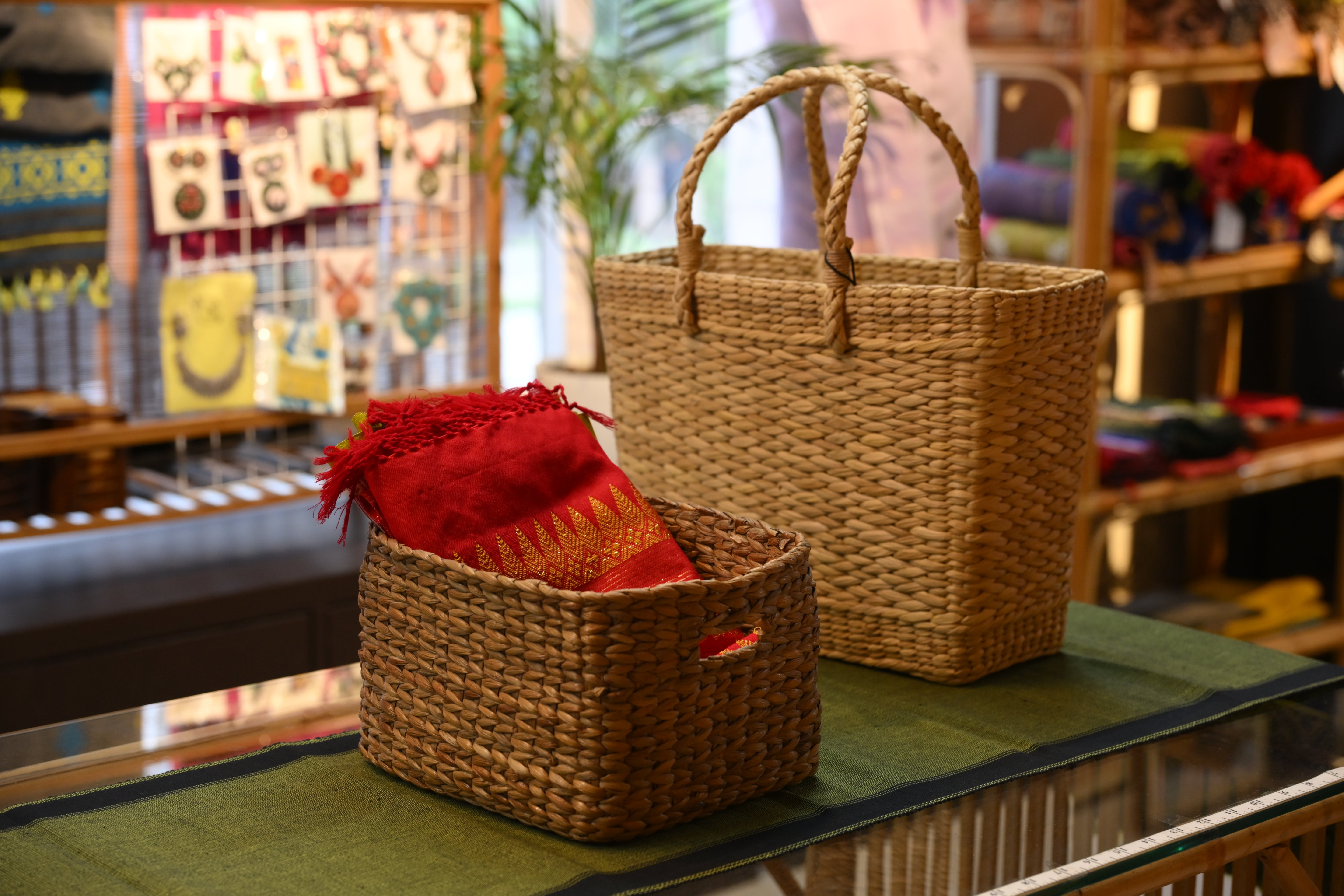 Handwoven Water Hyacinth Basket– 9"x8"x6"