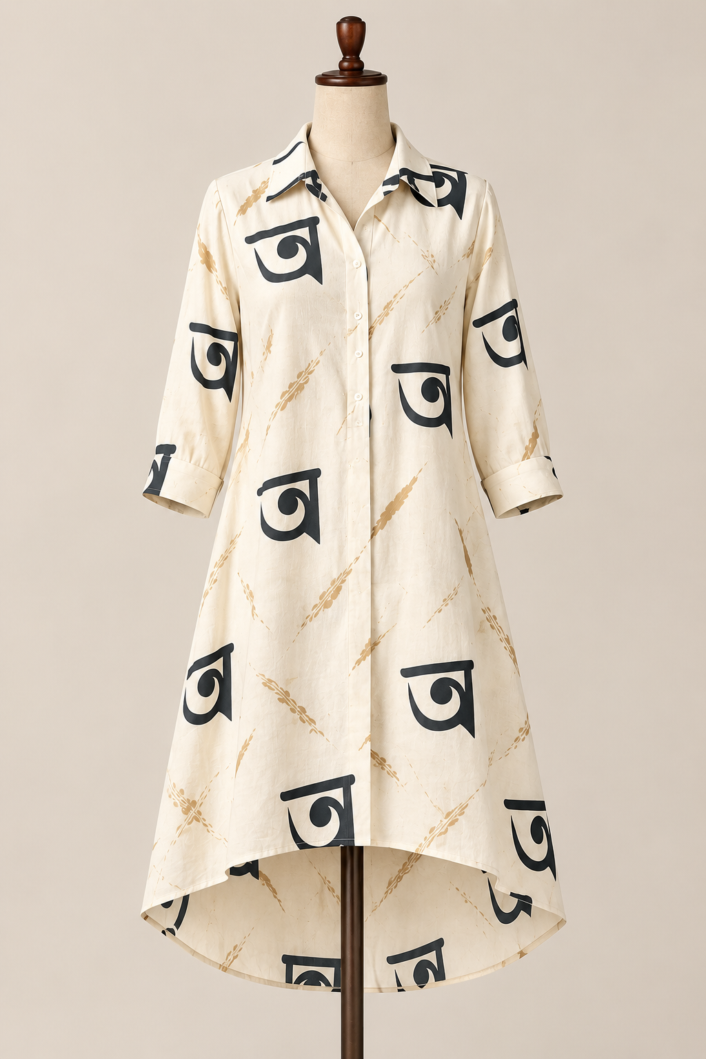Assamese “অ” Alphabet High-Low Shirt Dress