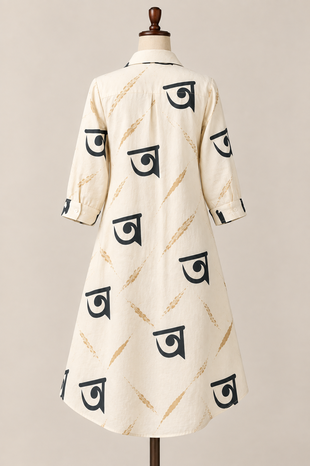 Assamese “অ” Alphabet High-Low Shirt Dress