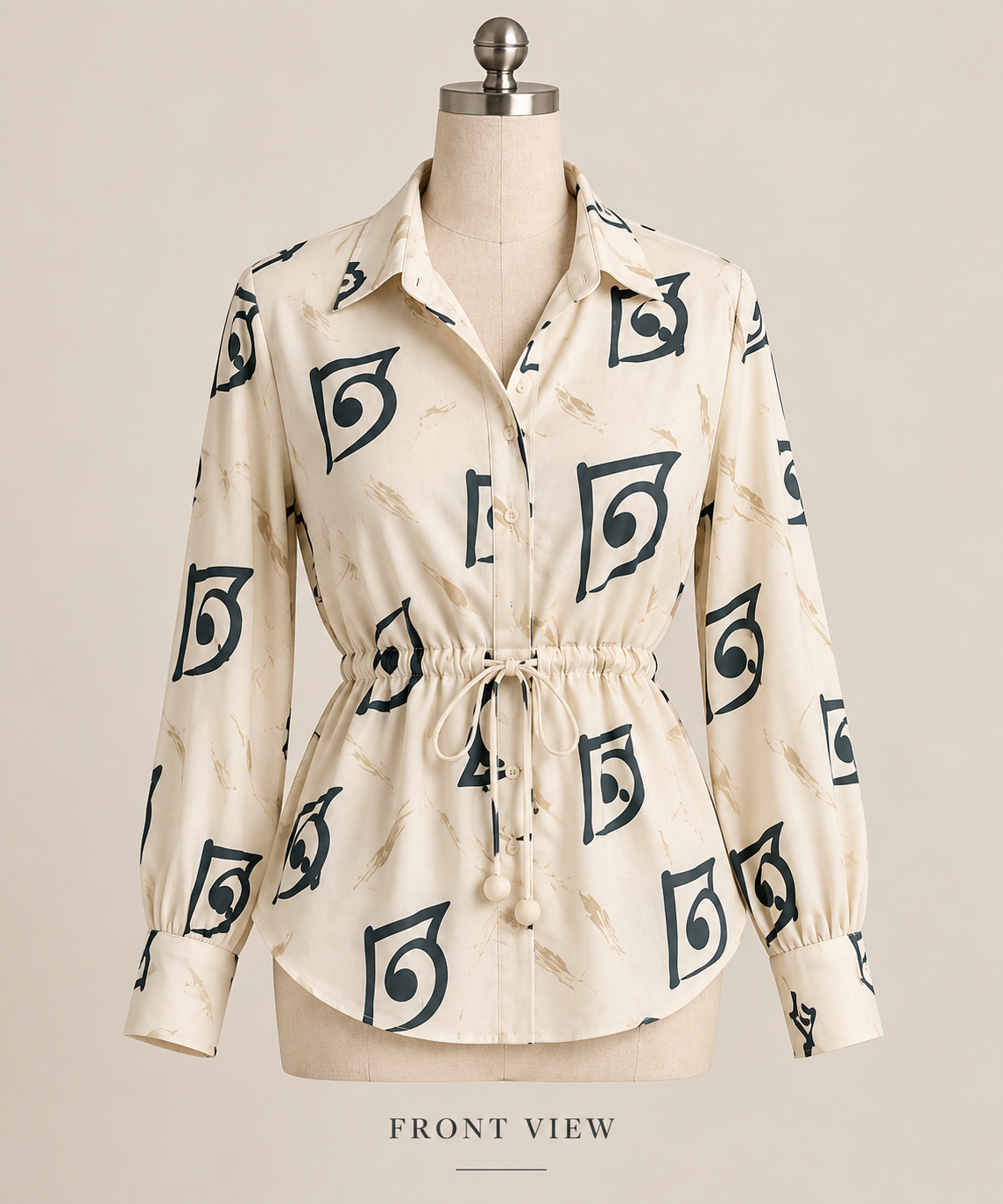 Assamese alphabet printed Gathered Waist Shirt
