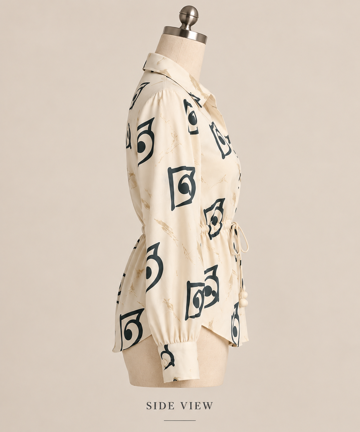 Assamese alphabet printed Gathered Waist Shirt