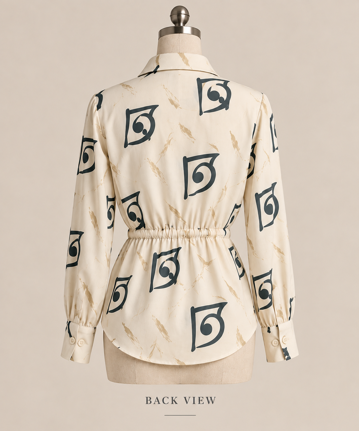 Assamese alphabet printed Gathered Waist Shirt