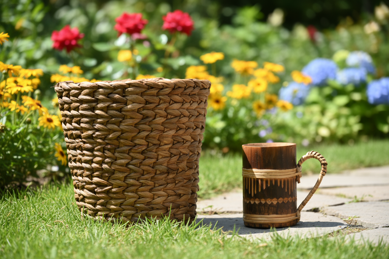 Eco-Friendly Water Hyacinth Planter – Handwoven Meteka