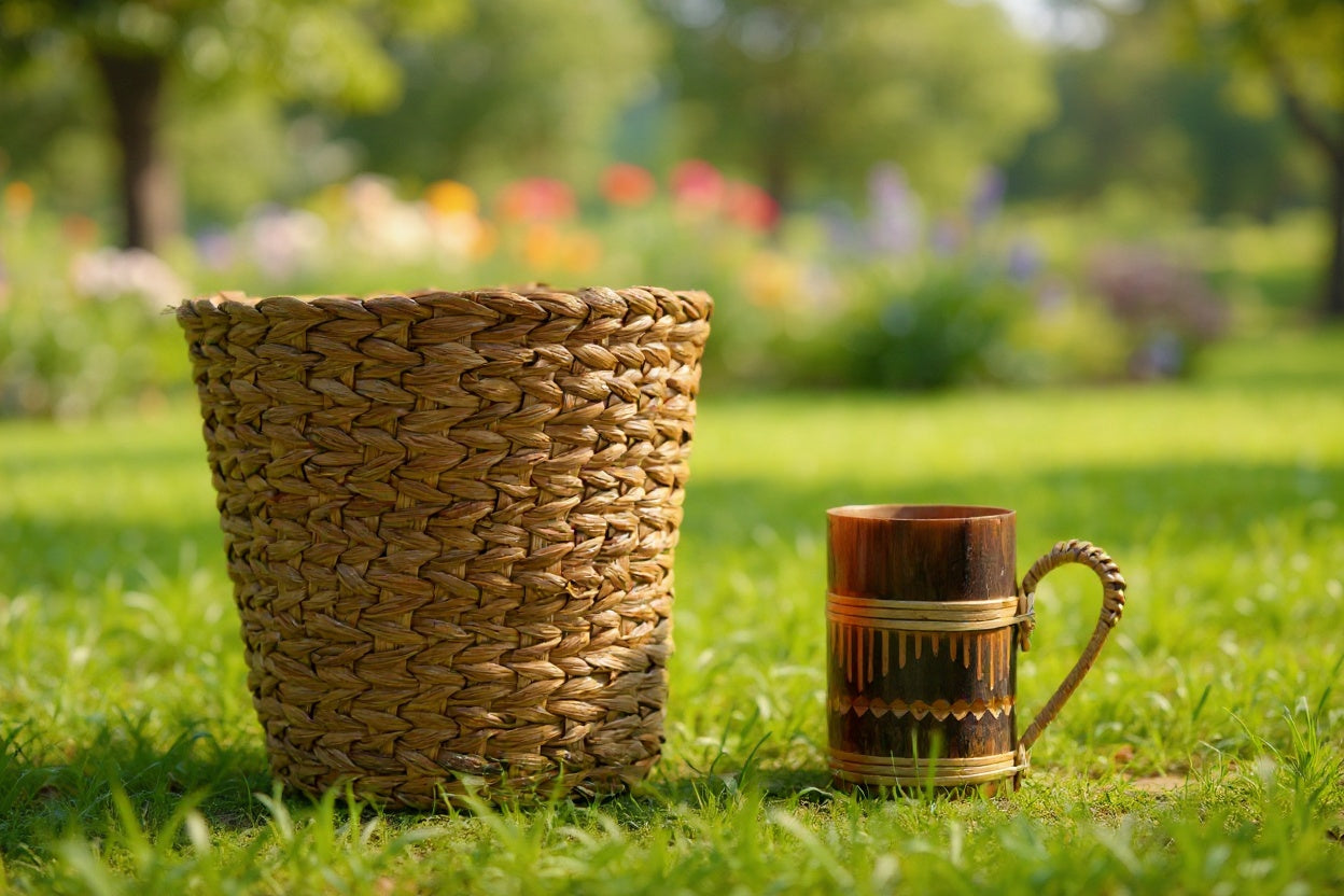 Eco-Friendly Water Hyacinth Planter – Handwoven Meteka