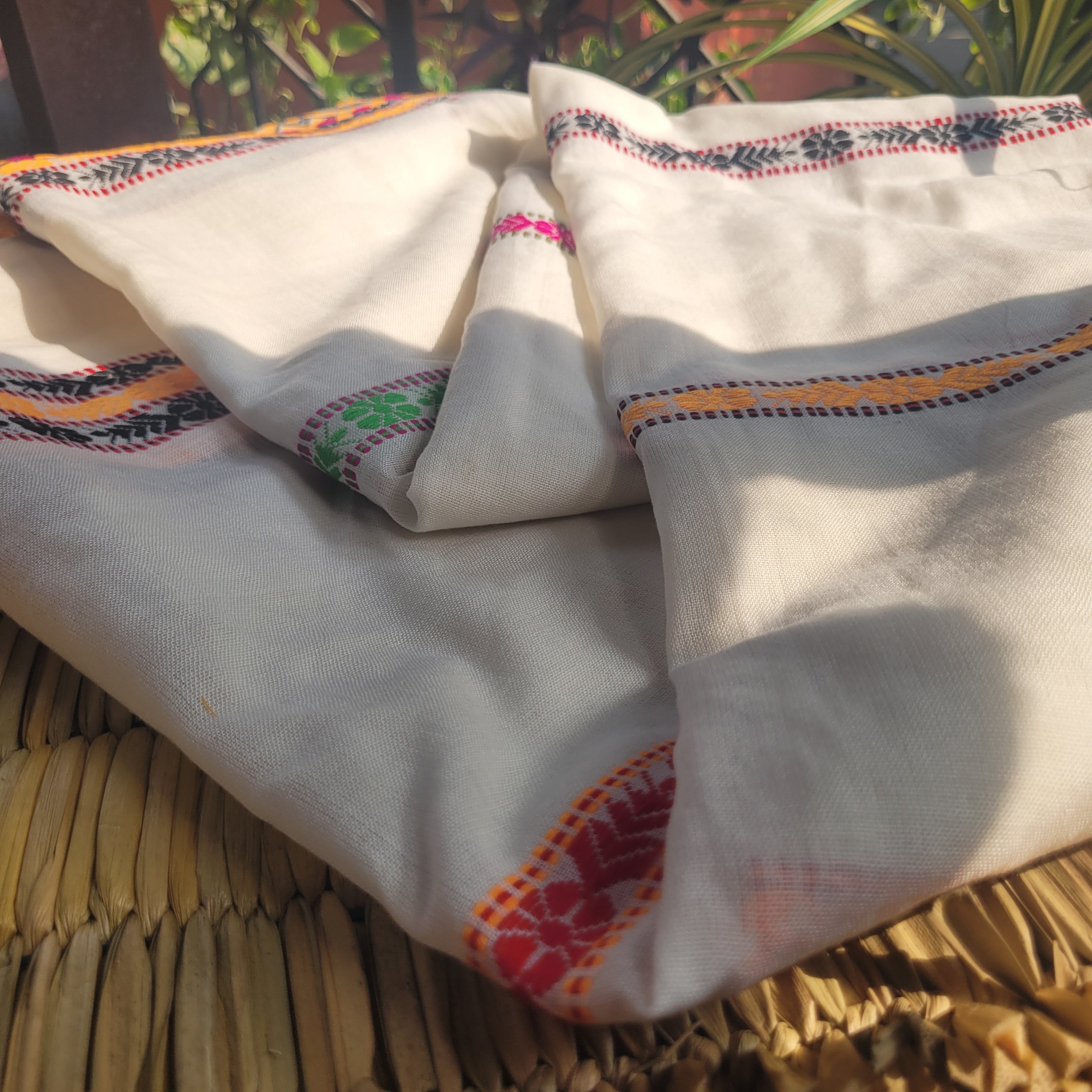 Handloom Cotton Single Sador with Black & Yellow Motifs | Assam Editions