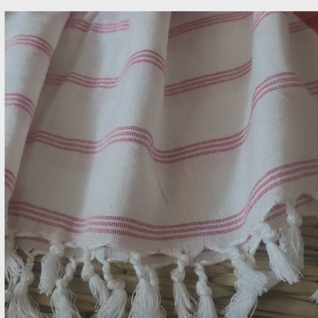 Assamese Eri Gamusa in Red Ethnic Motifs | Handwoven Heritage of Assam