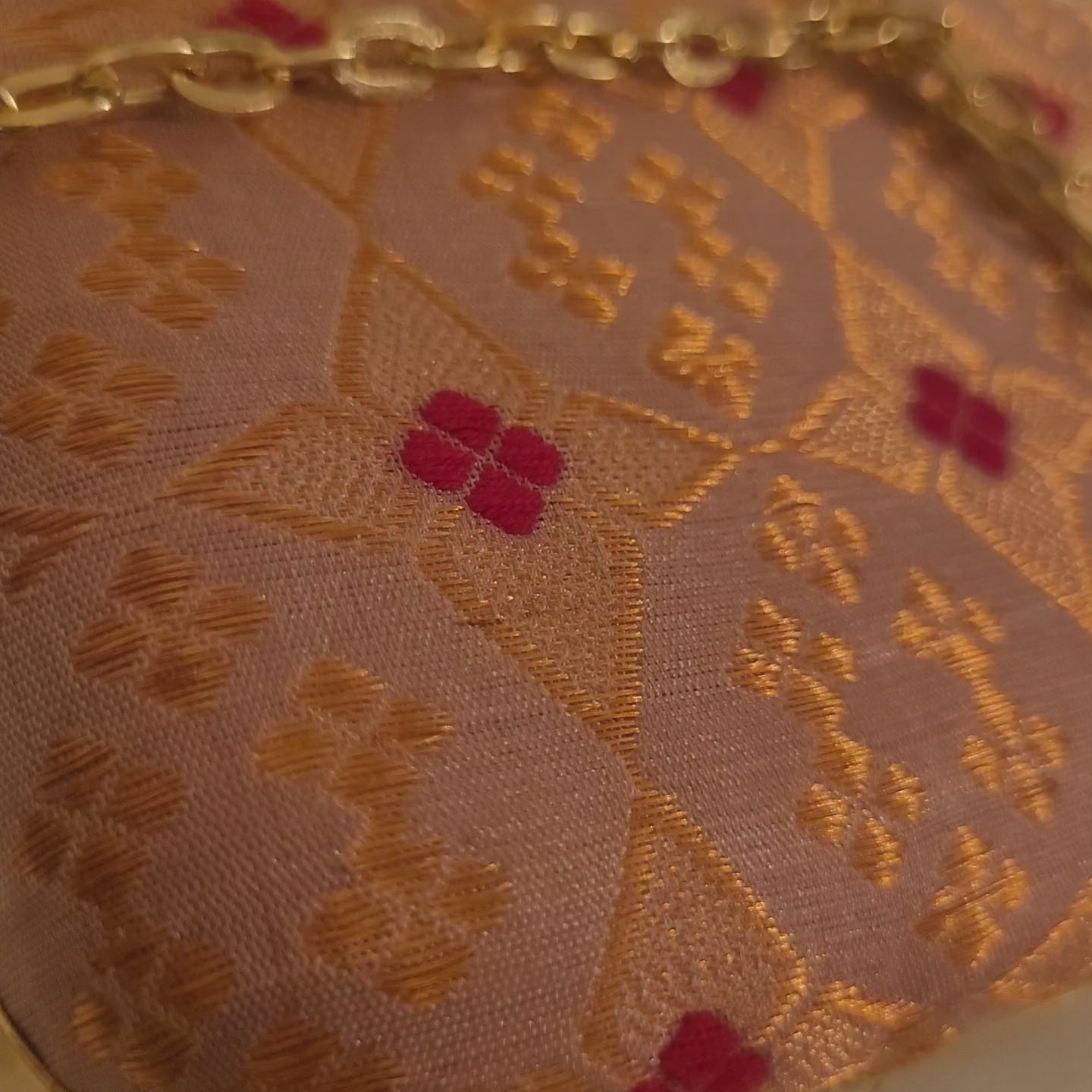 Clutch of Peach-Gold Assam Silk Heavy Gold Work Clutch Bag |  Party Wear Elegance